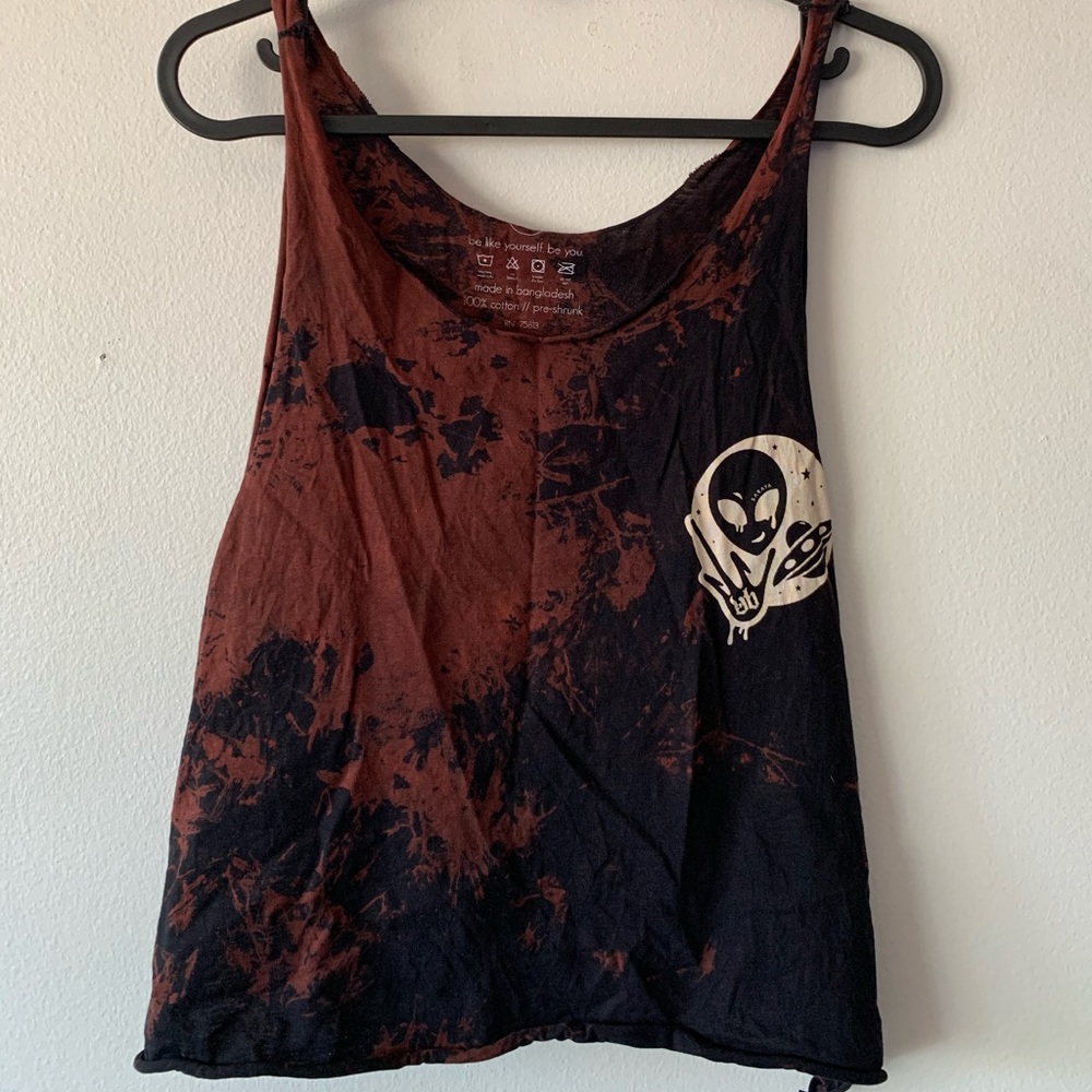 SARAYA bleached raw cut cropped tank top